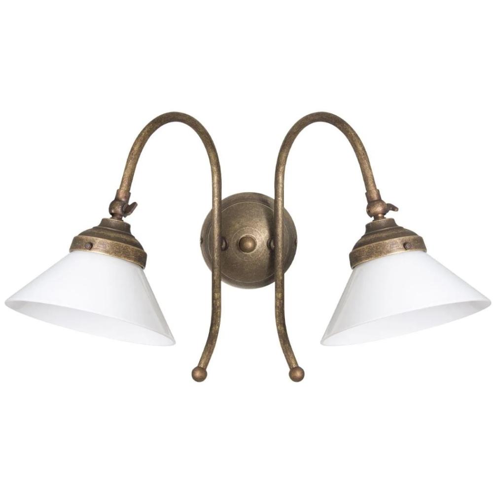 klasszikus dupla izzos fali lampa rusztikus rez patinas vintage elegans nappali folyoso vilagitas mediterran antikolt uvegburas polgari lampak lameridiana lakberendezesi aruhaz.jpg